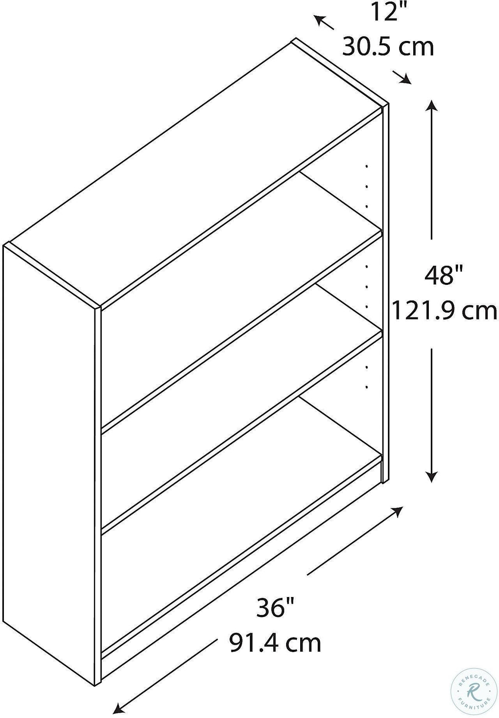 3-Shelf Mocha Cherry Bookcase Z849926