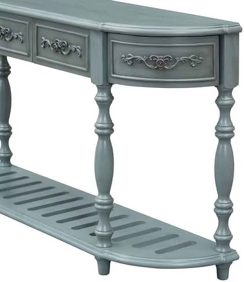 Retro Curved Console Table with 2 Top Drawers and Solid Wooden Frame K1074