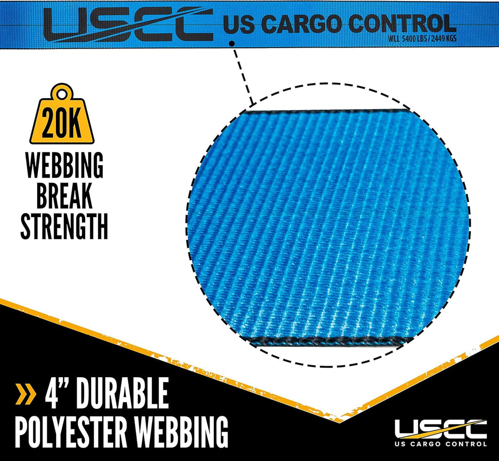 4 Inch x 50 Foot Blue Winch Strap with Chain Extension Pack of 2 L107397