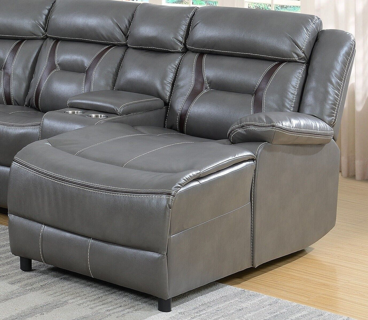 Gray Gel Leatherette 5pc Sectional Sofa Set F76939