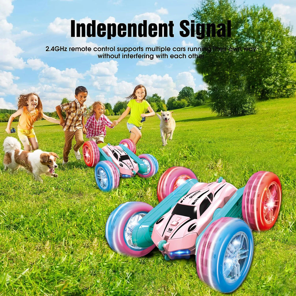 Pink Remote Control Stunt Car with Wheel Lights P714586
