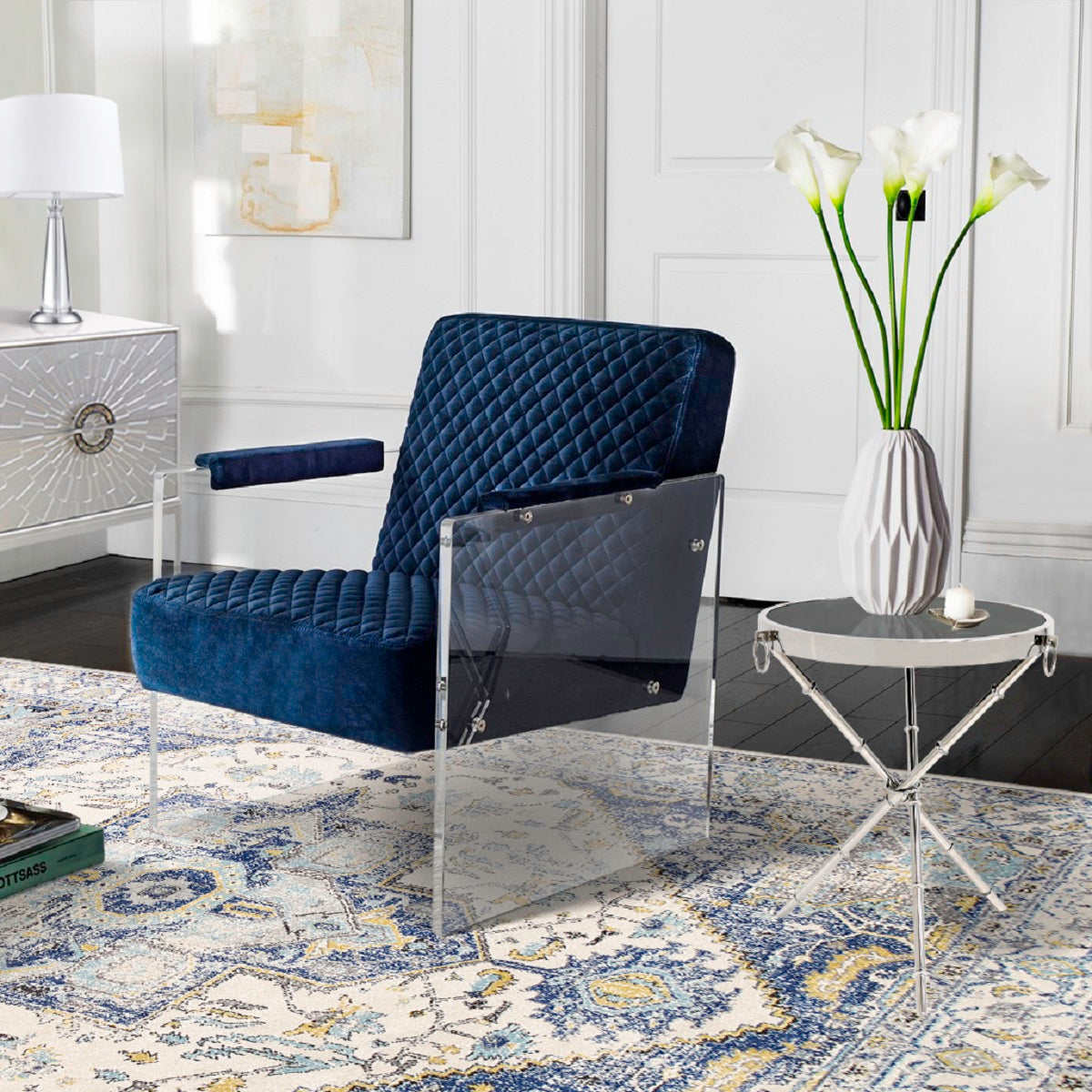 Navy Velvet Accent Chair Z393067
