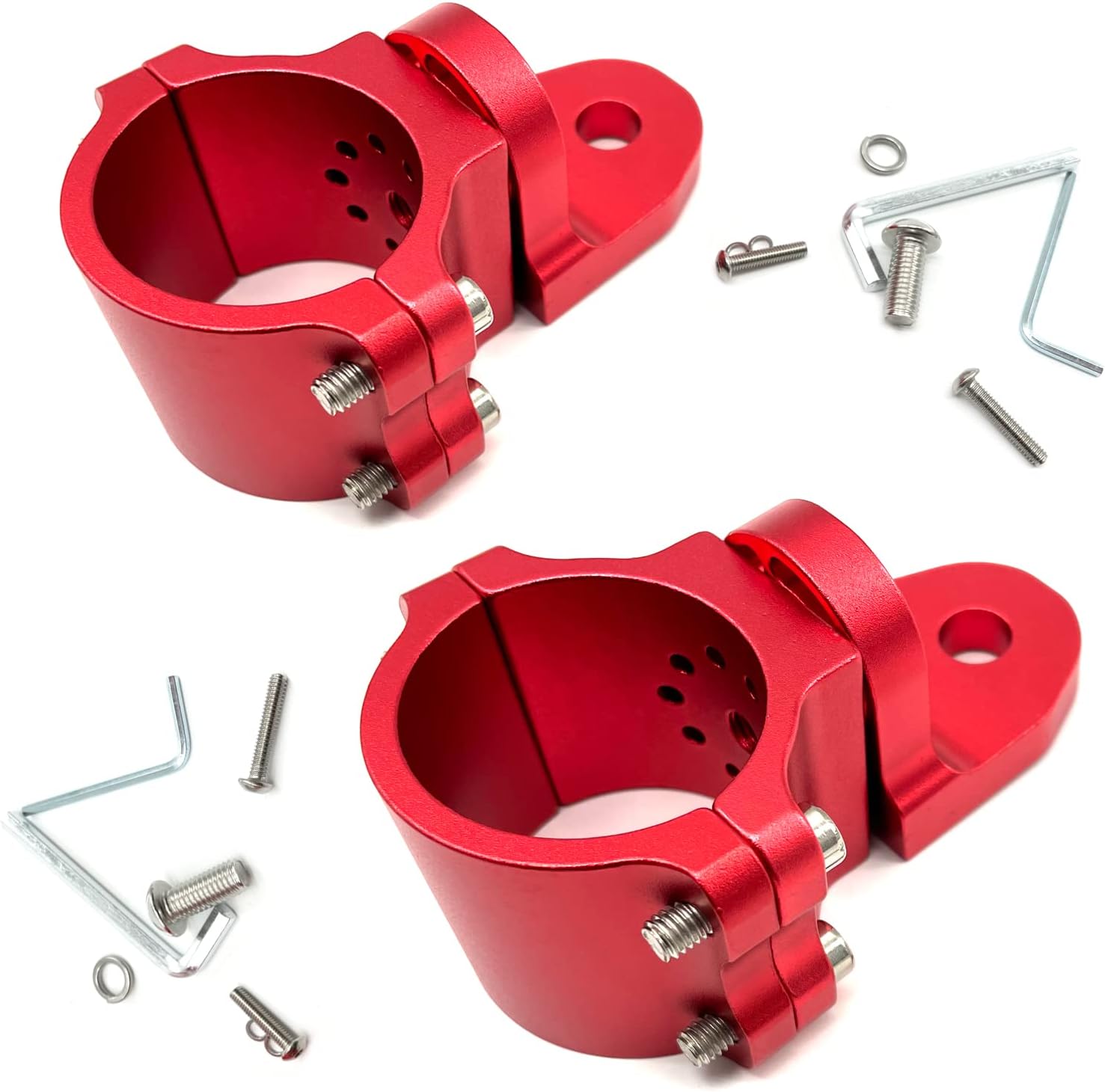 2 pcs Adjustable UTV Flag Mount Whip Light Bar Bracket for 1.75 to 1.85 Roll Bar (red) L990440