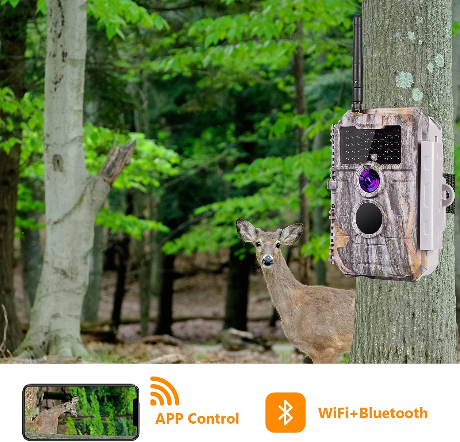 Wireless WiFi Trail Camera 24MP 1296P Night Vision No Glow Motion Activated Waterproof W870