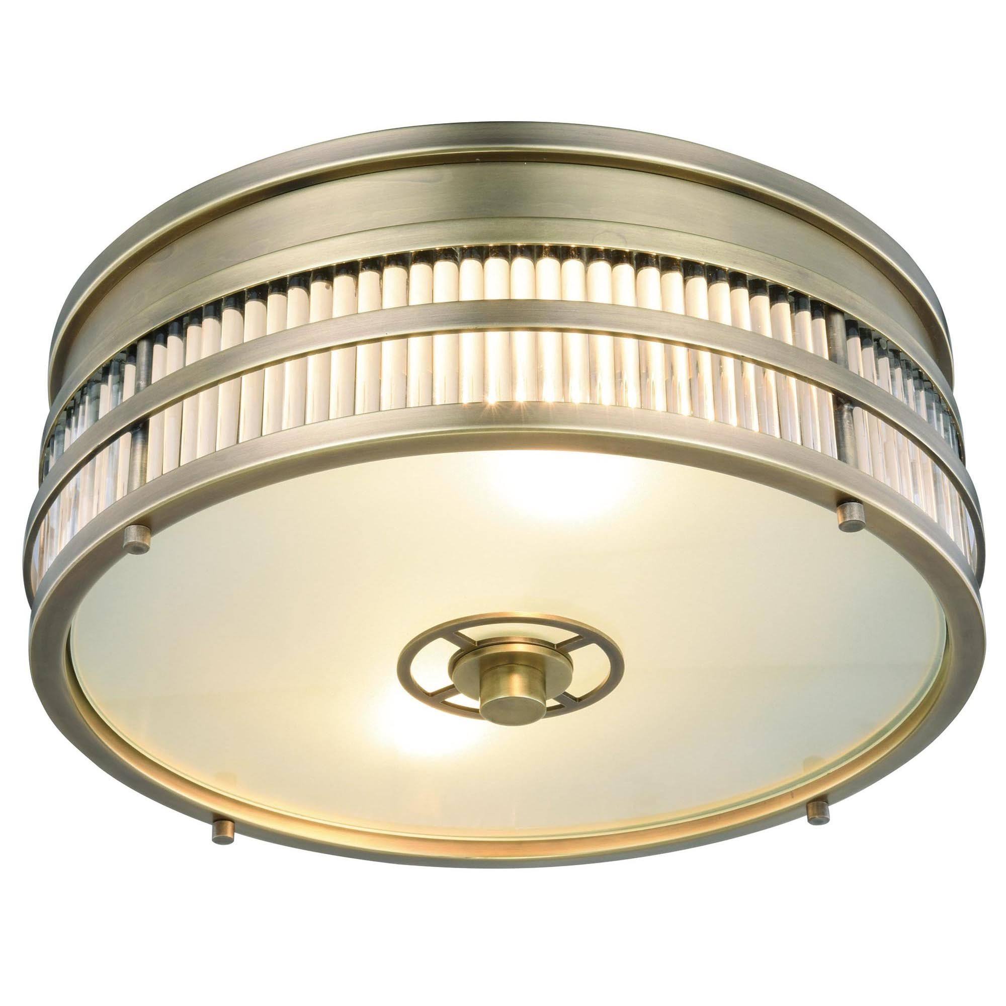 2-Light Flush Mount Burnished Brass R178