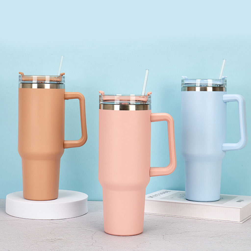 40 oz Stainless Steel Vacuum Insulated Tumbler with Handle and Straw Lid S515738
