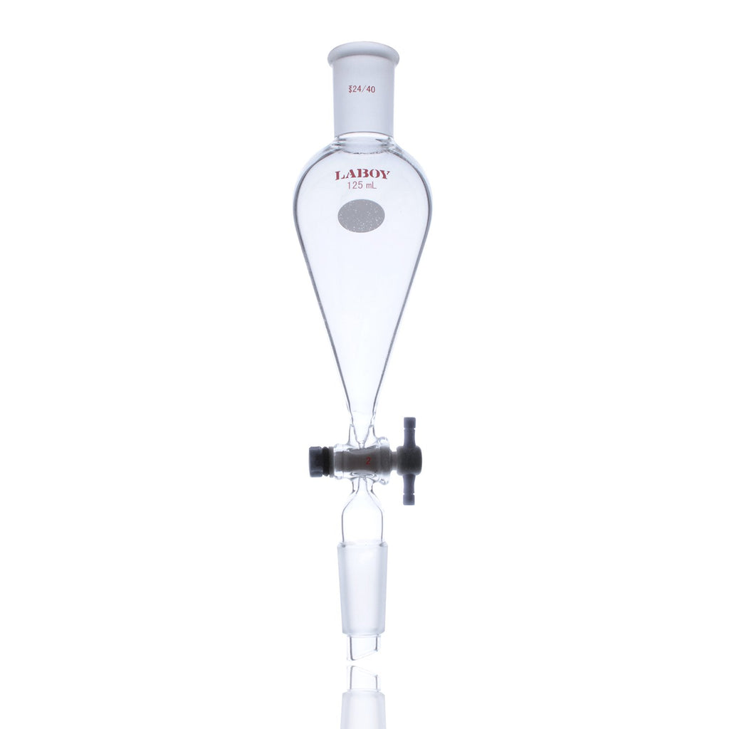 Conical Separatory Funnel 250mL with PTFE Stopcock Pear Shape Pack of 2 I135