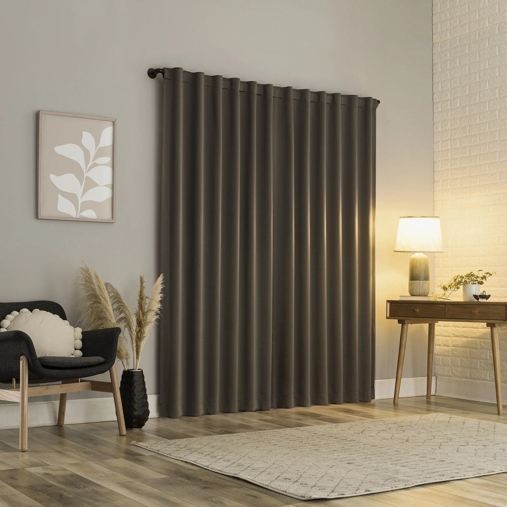 2-pack 100% Blackout Back Tab Curtain Panel Pair, 52"x84", Gray B43353