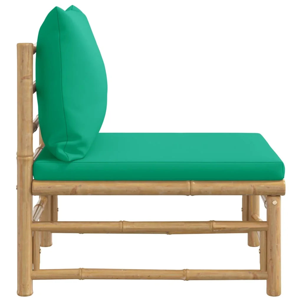 Bamboo Patio Sofa with Green Cushions Y1734
