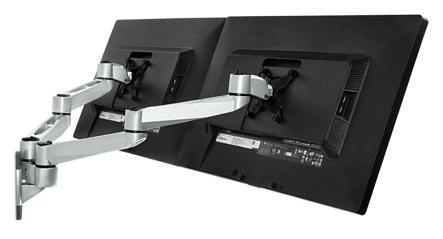 Silver Articulating Dual Monitor Wall Mount F587468