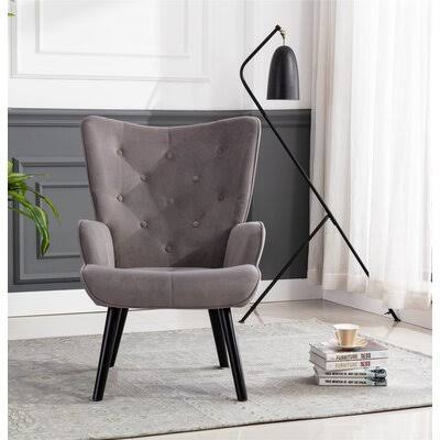 Silvery Gray Velvet Accent Chair A431878