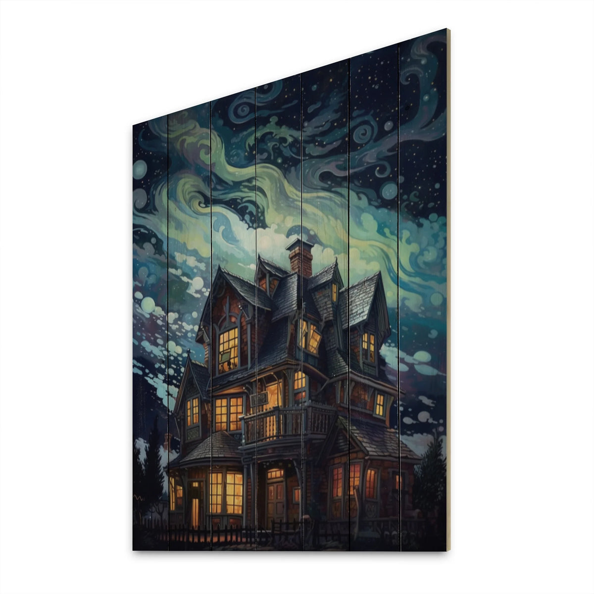 Castles Print on Natural Pine Wood W3468