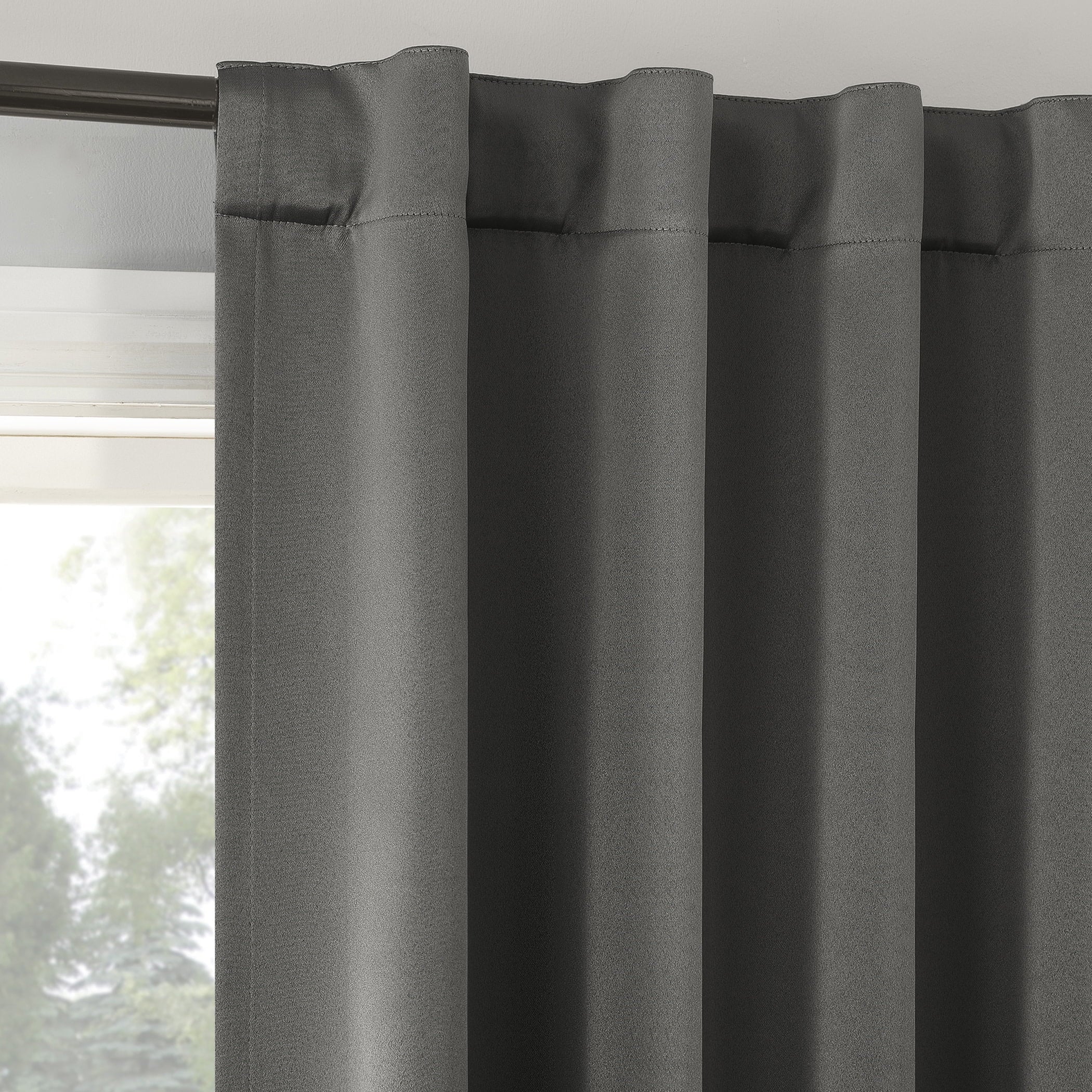 2-pack 100% Blackout Back Tab Curtain Panel Pair, 52"x84", Gray B43353