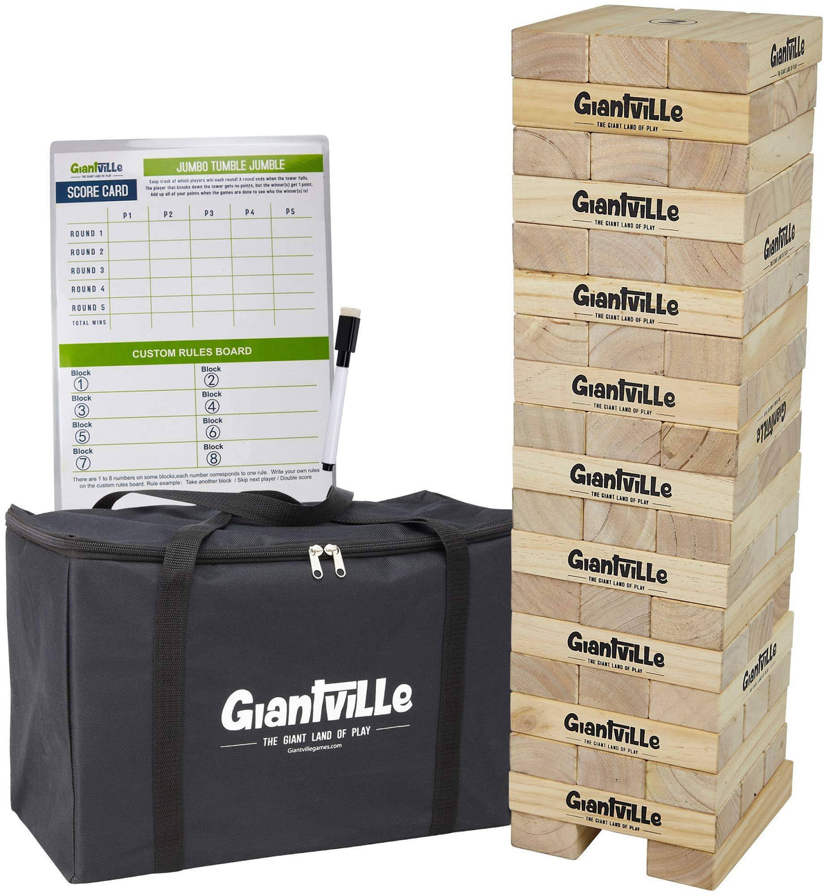 Jumbo Wooden Blocks Floor Game, 56 Pieces, Premium Pine Wood, Carry Bag R266476