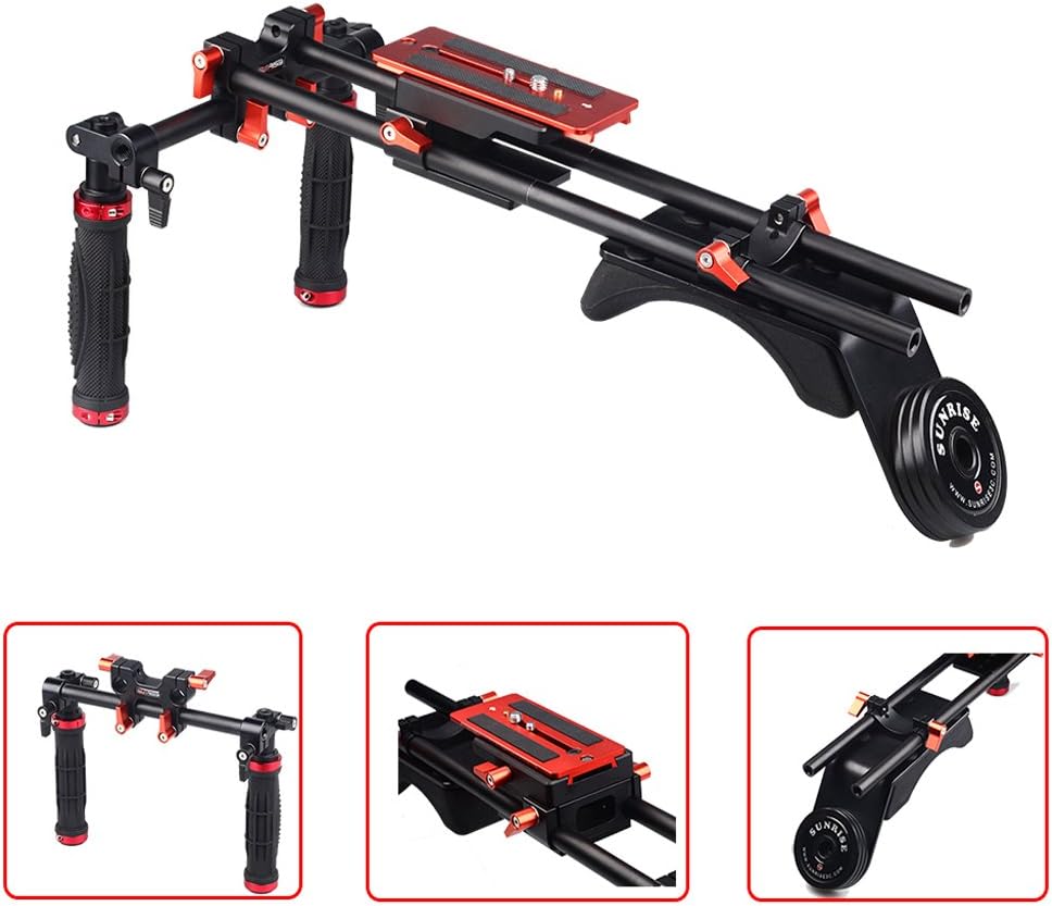 Portable Shoulder Stabilizer Set with 5 pcs 15mm Rods for DSLR Video Cameras T160
