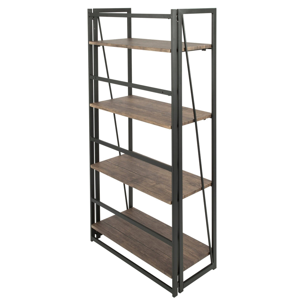 Black Metal and Wood Industrial Bookcase F781326