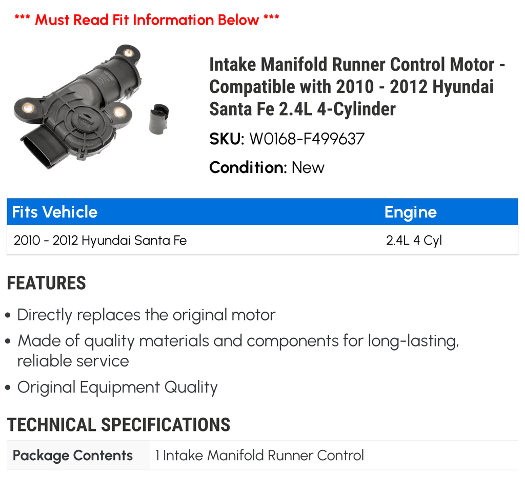Intake Manifold Runner Control Motor F4867