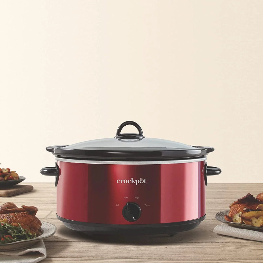 Red 7 Quart Electric Slow Cooker with Removable Ceramic Bowl H539