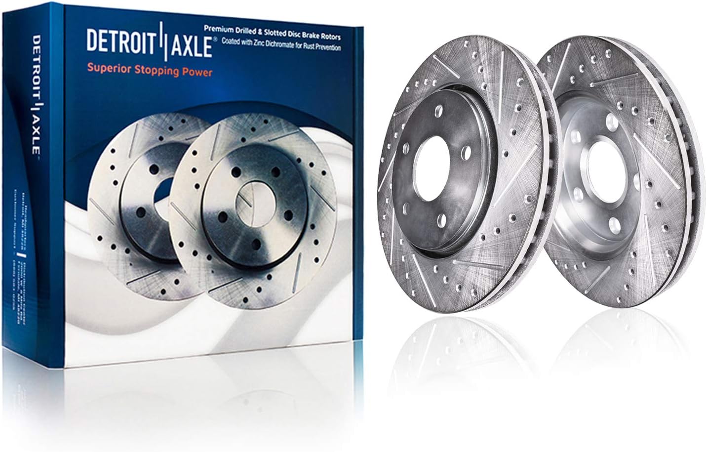 Front and Rear Drilled Rotors Brake Pads 10pc Set O34174