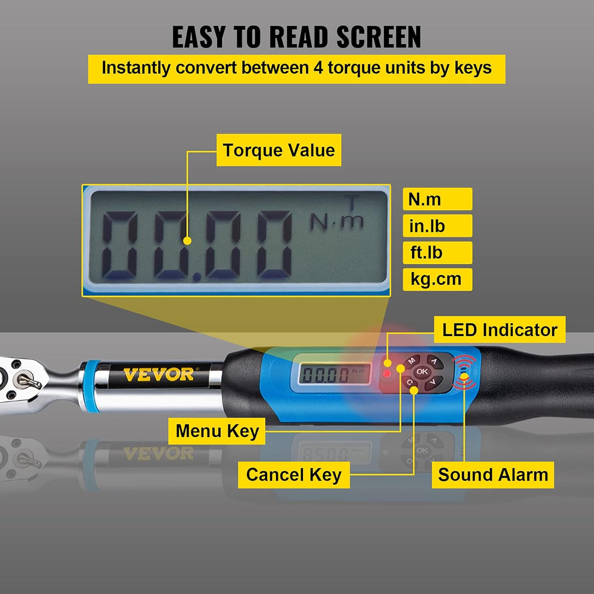 3/8 Drive Digital Torque Wrench with LED Display and Case K805